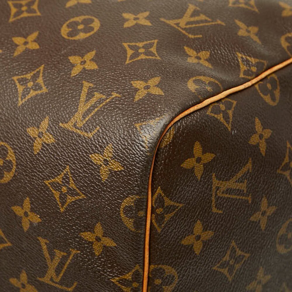 LOUIS VUITTON Authentic Brown Monogram Leather Keepall 55 Boston Bag - Picture 7 of 14